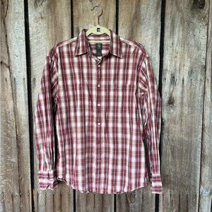 Aigle Men's Red Plaid Organic Cotton Classic Outdoor Button-Down Shirt Size‎ M